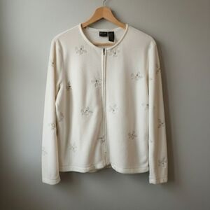 Croft & Barrow Cream Embroidered Sweater